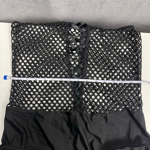 NWT Music Legs Lingerie Maid Costume Womens Plus OS Sexy Fishnet Black Halter - Picture 11 of 11